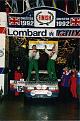 The finish of the Lombard RAC Rally 1992. Pablo Raybould and co-driver Mike Capon celebrating 3rd on class and a finish.