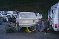 1995 Network Q RAC. Repairs carried out after stages in the Welsh forests. Pablo co-driven by Ben Coles finished the event once again but collected a lot of damage, once resorting to a local farms eggs in the radiator to seal it after damage on a stage.